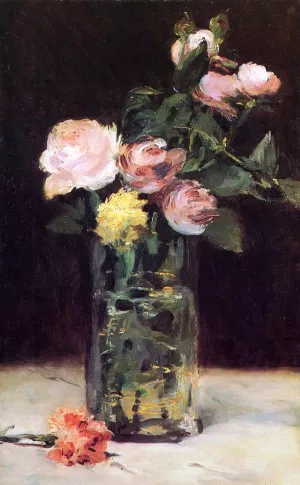 Roses in a Glass Vase